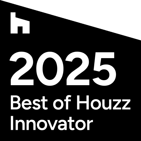 Black and white badge with the Houzz logo and text: 2025 Best of Houzz Innovator..